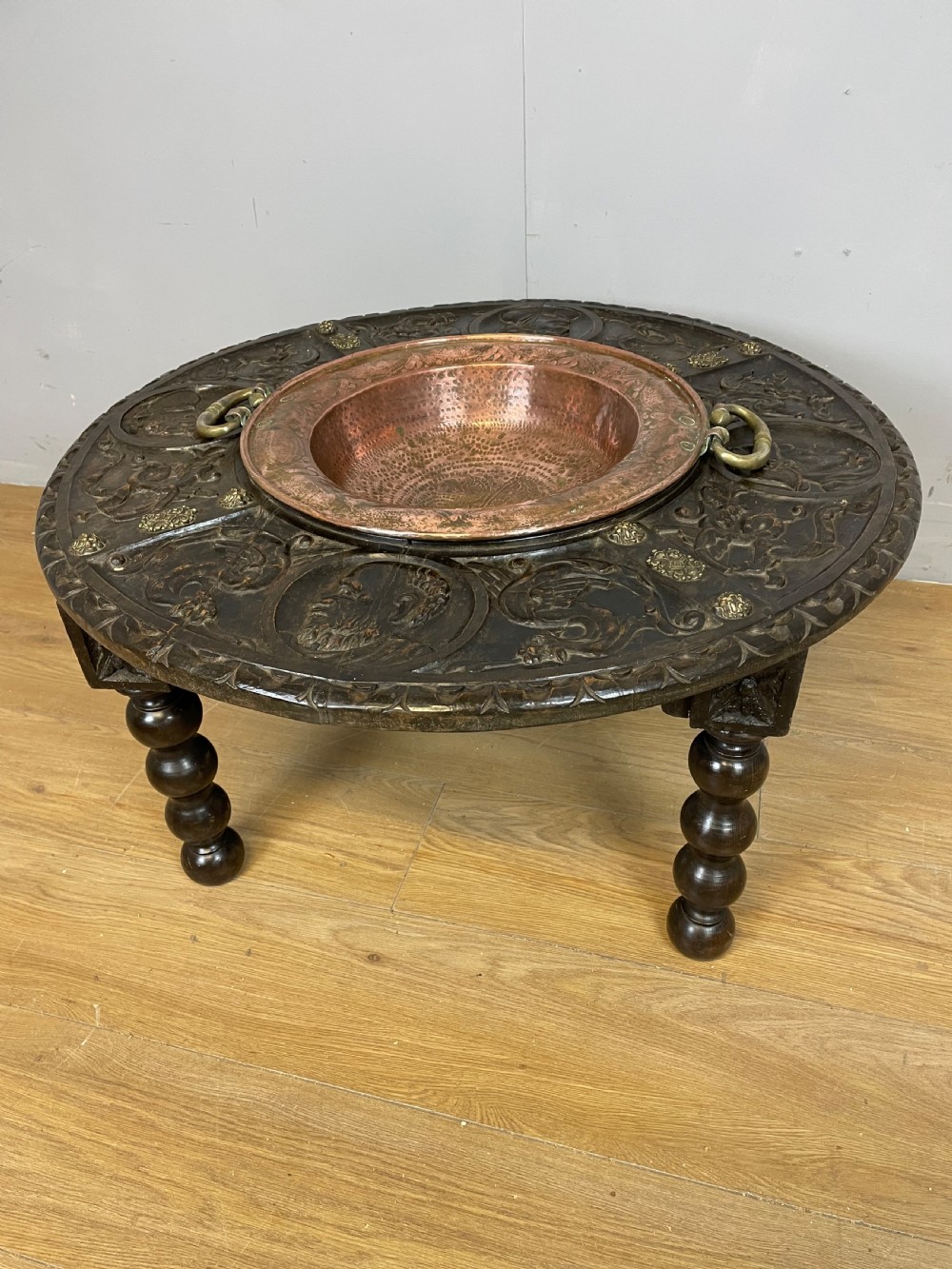 C19TH carved oak Spanish brazier table  View X