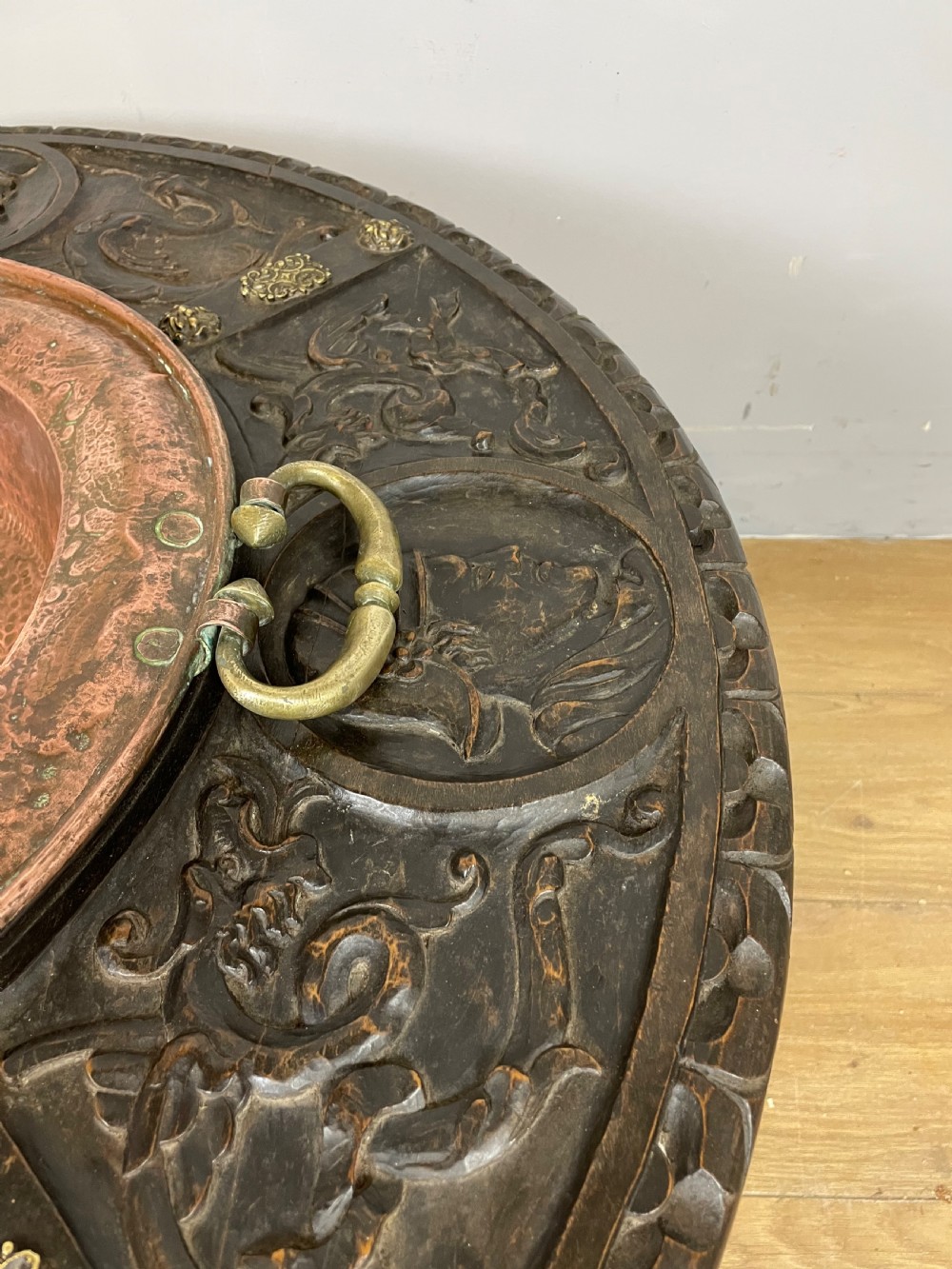 C19TH carved oak Spanish brazier table  View XII