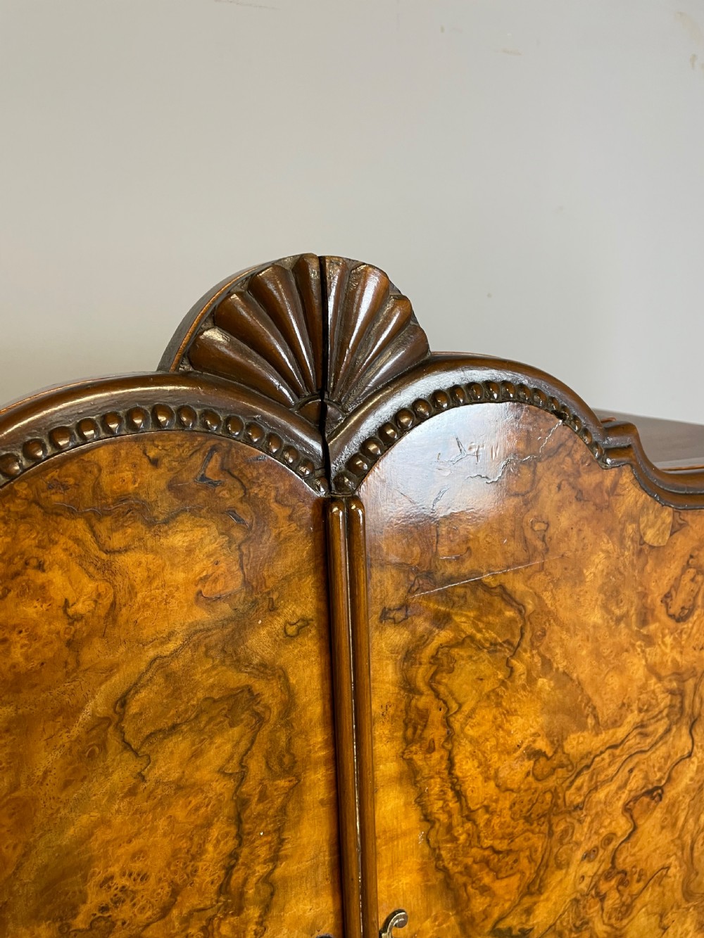 Burr walnut Tallboy circa 1920 View V