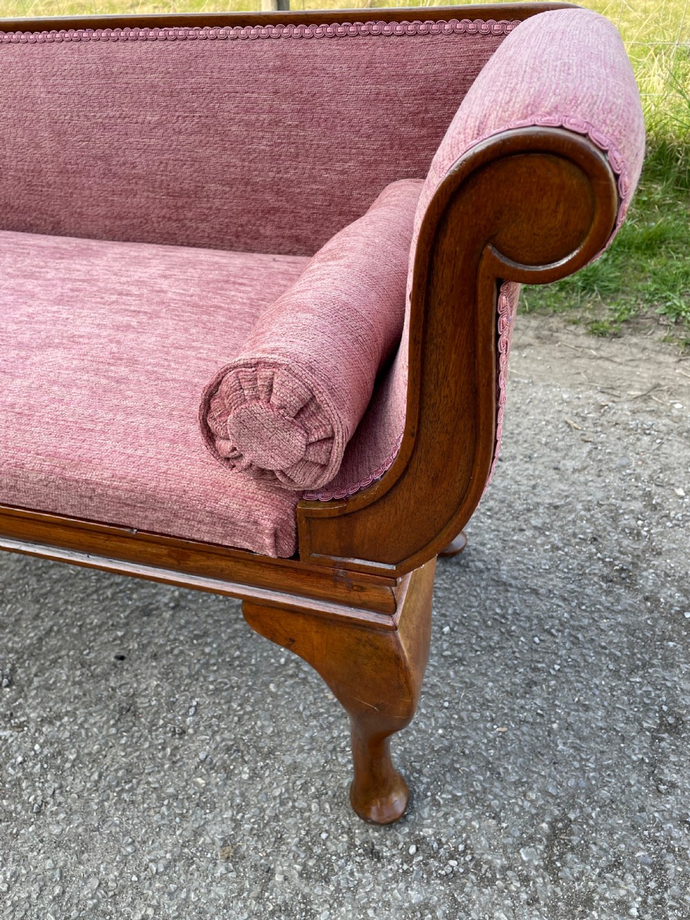 C19TH walnut small window seat in the form of a scroll end sofa  View II