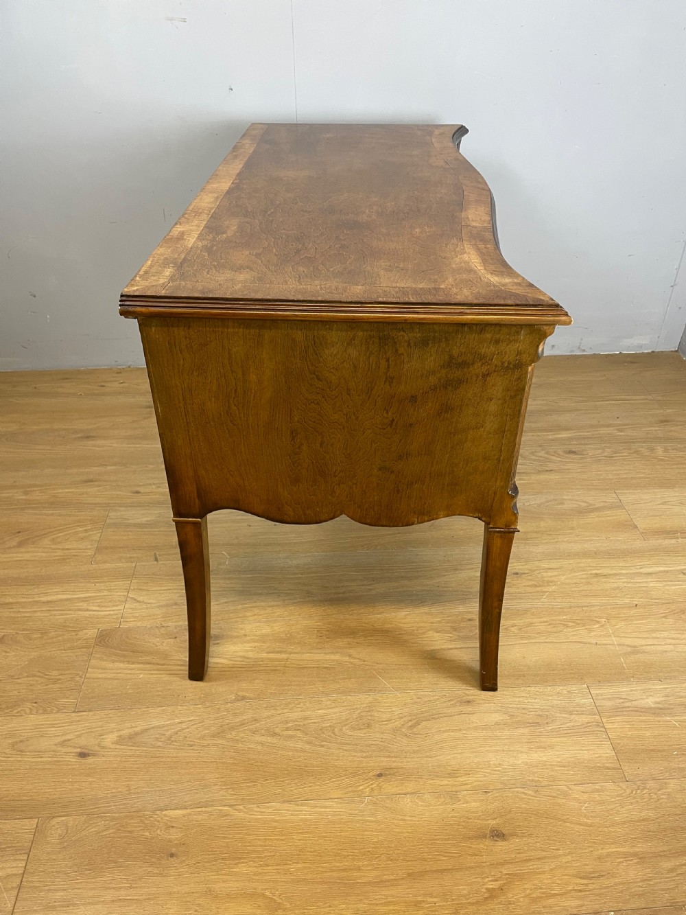 Edwardian serpentine front walnut writing desk  View VIII