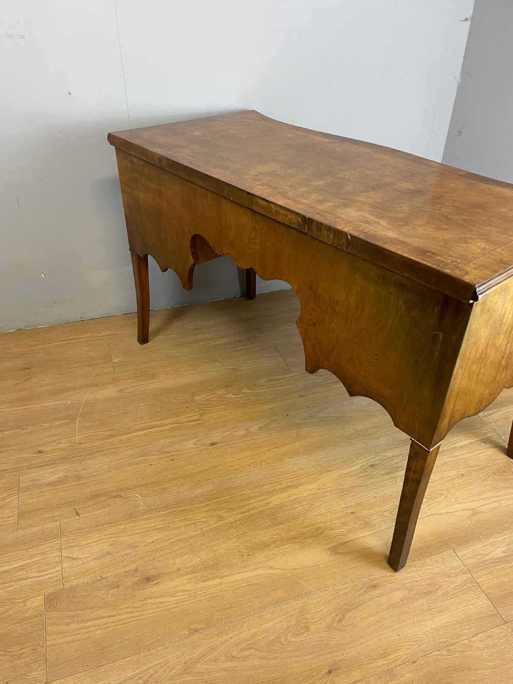 Edwardian serpentine front walnut writing desk  View X