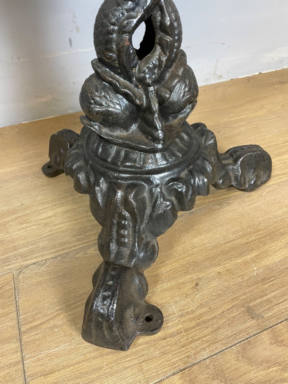 C19TH pair of cast iron tables with mahogany to tops  View IX