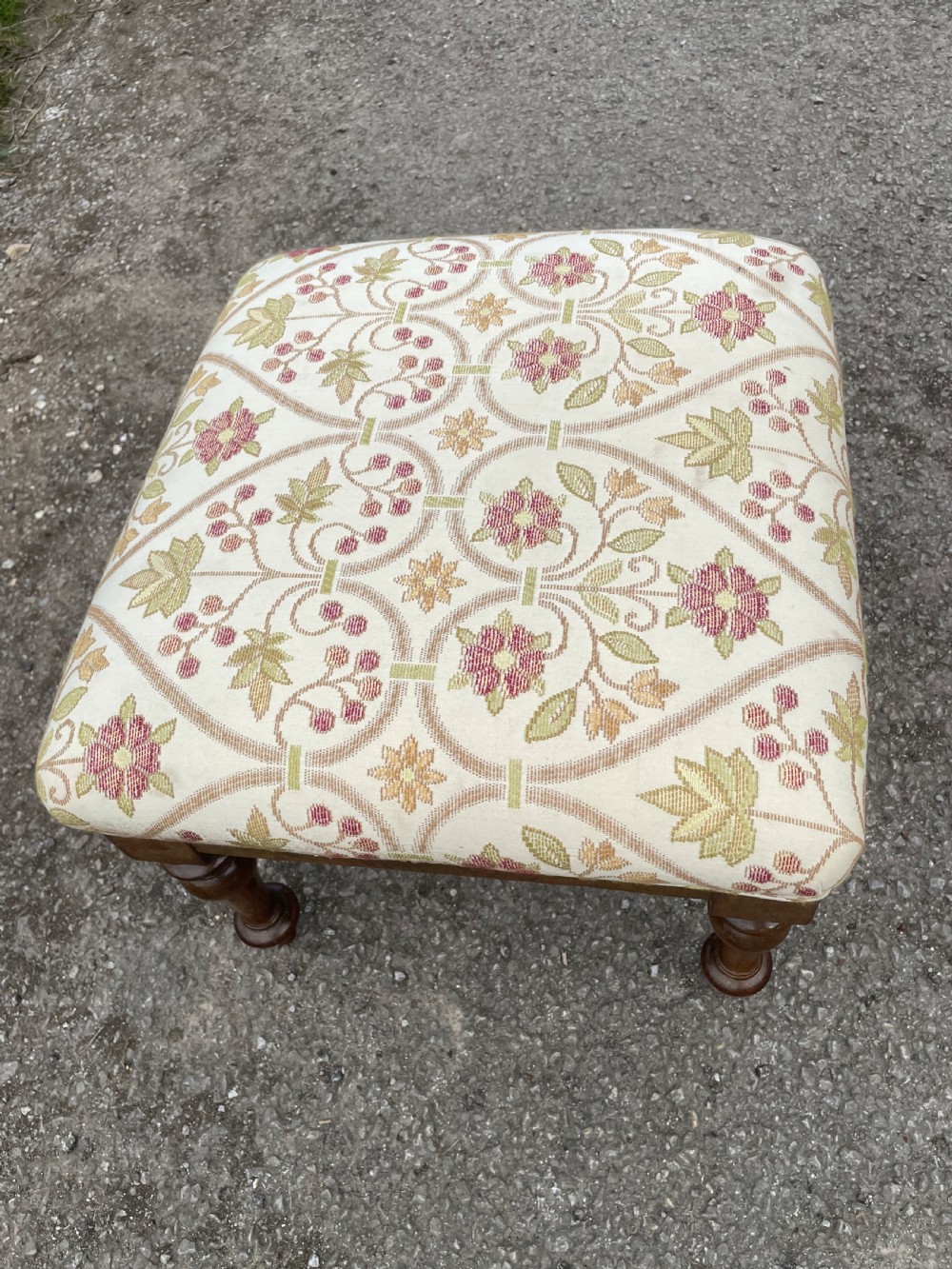 C19TH mahogany footstool on turned legs  View III