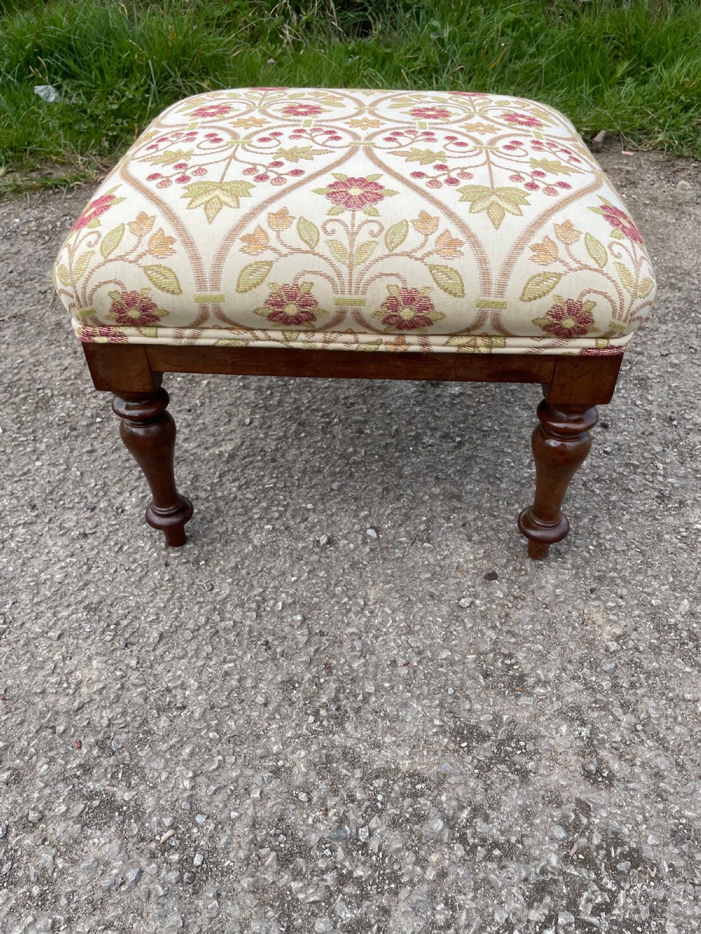 C19TH mahogany footstool on turned legs  View IV