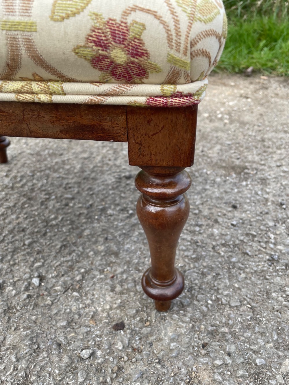 C19TH mahogany footstool on turned legs  View V