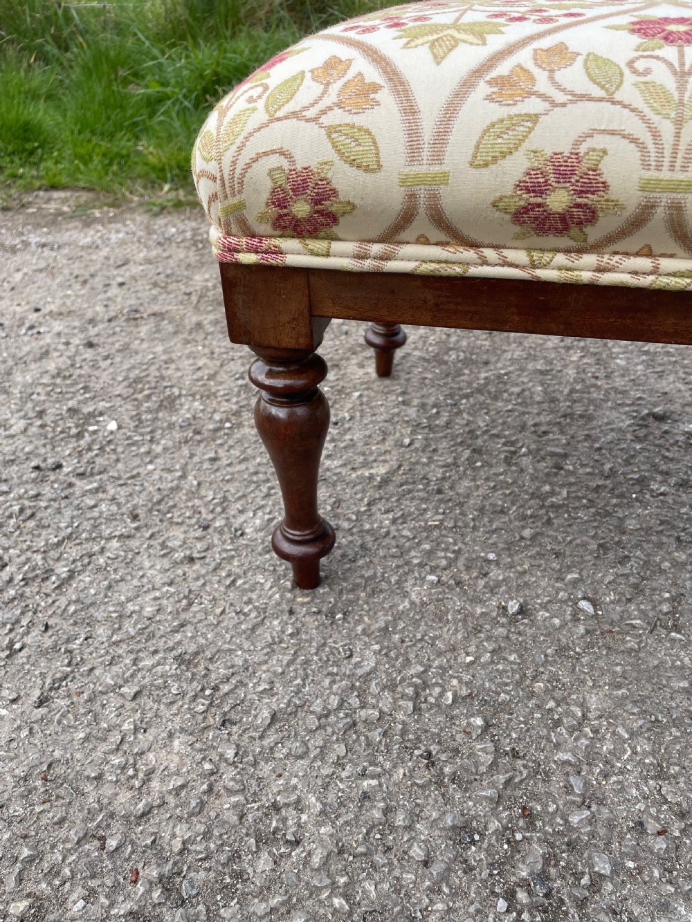 C19TH mahogany footstool on turned legs  View VII