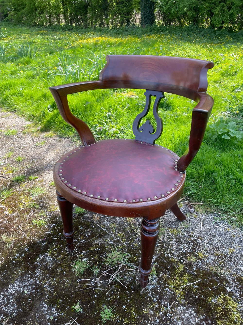 C19TH mahogany desk chair 