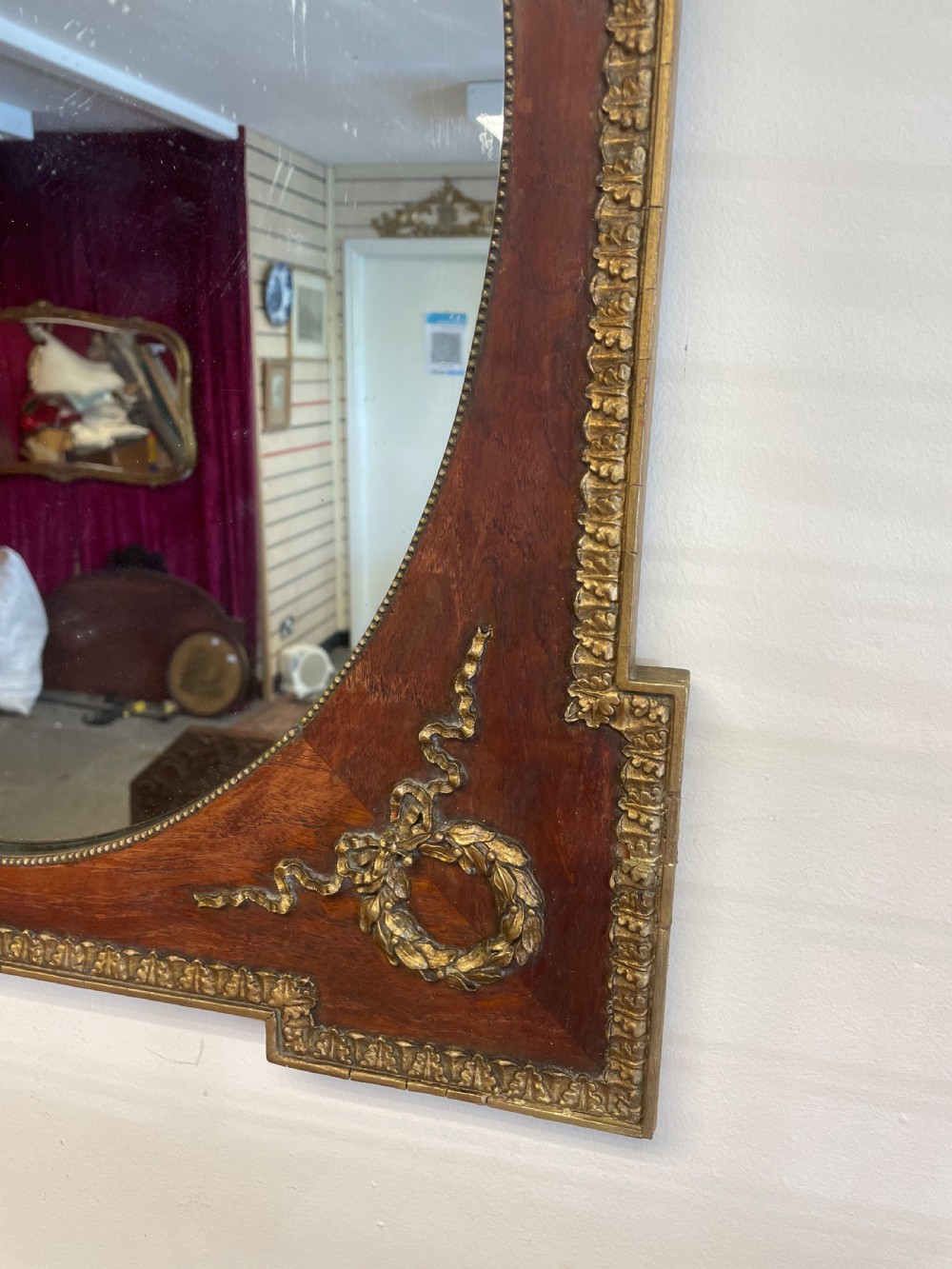 C19TH walnut and gilt wall mirror  View II