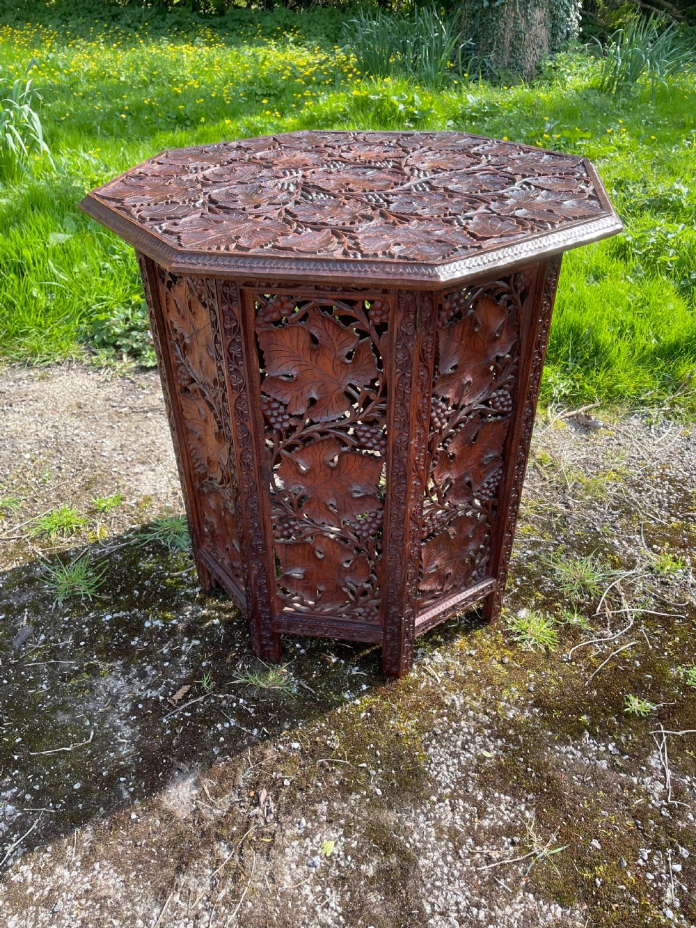 Anglo Indian carved octagonal table circa 1900