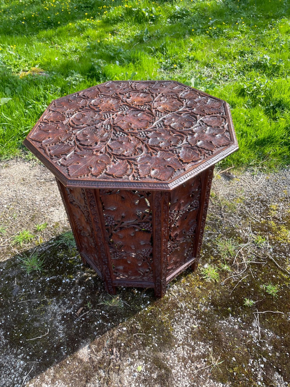 Anglo Indian carved octagonal table circa 1900 View II