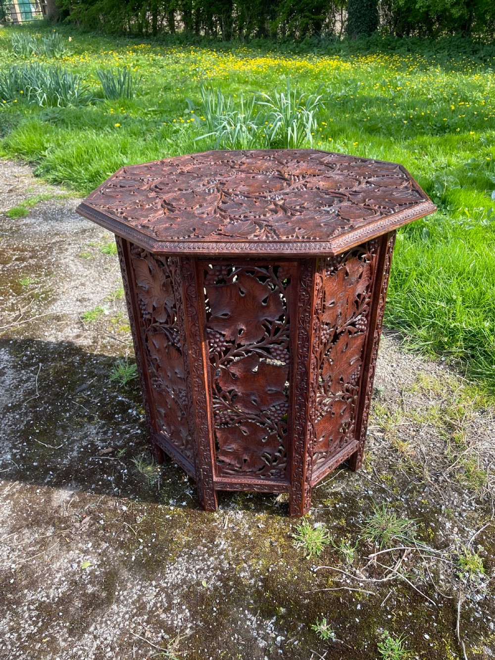 Anglo Indian carved octagonal table circa 1900 View III