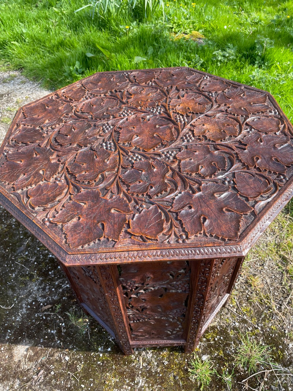 Anglo Indian carved octagonal table circa 1900 View V