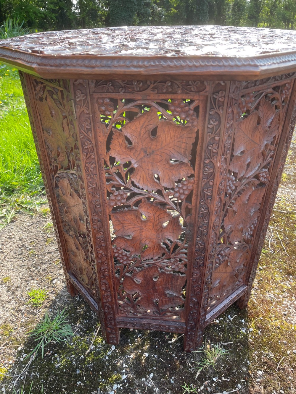 Anglo Indian carved octagonal table circa 1900 View VI