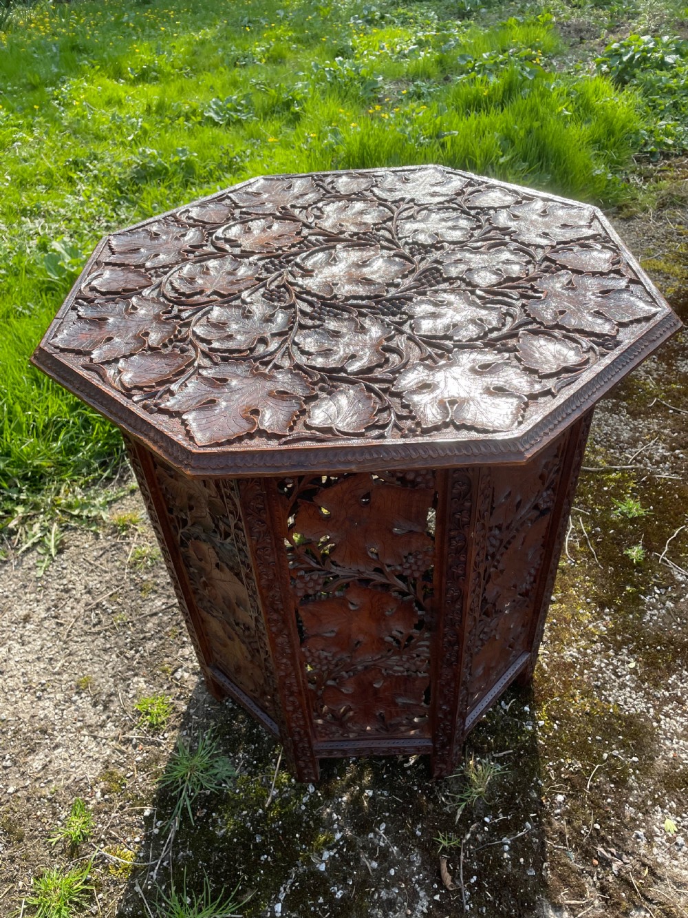 Anglo Indian carved octagonal table circa 1900 View VII