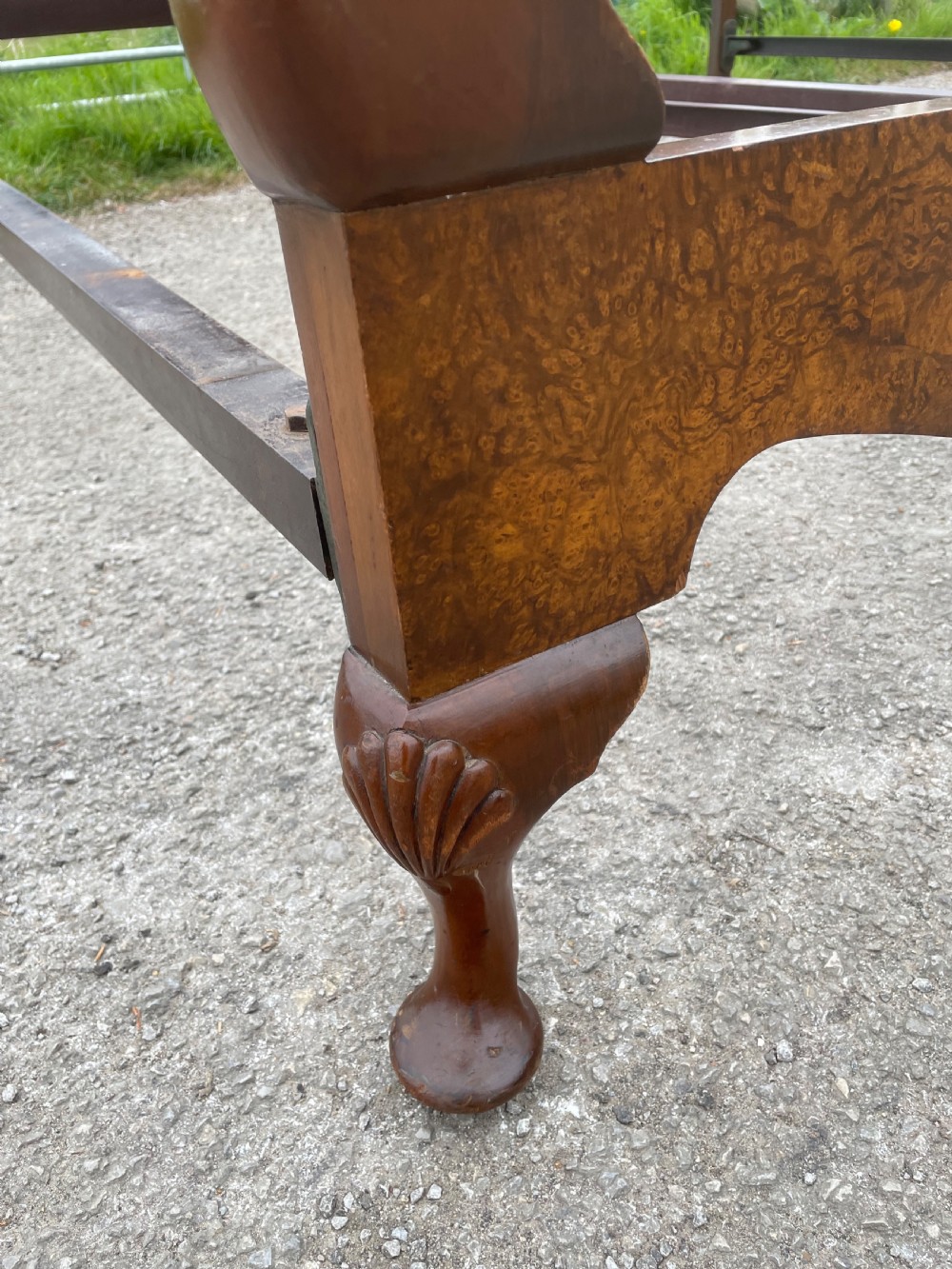 Pair of burr walnut single beds circa 1920 View VI