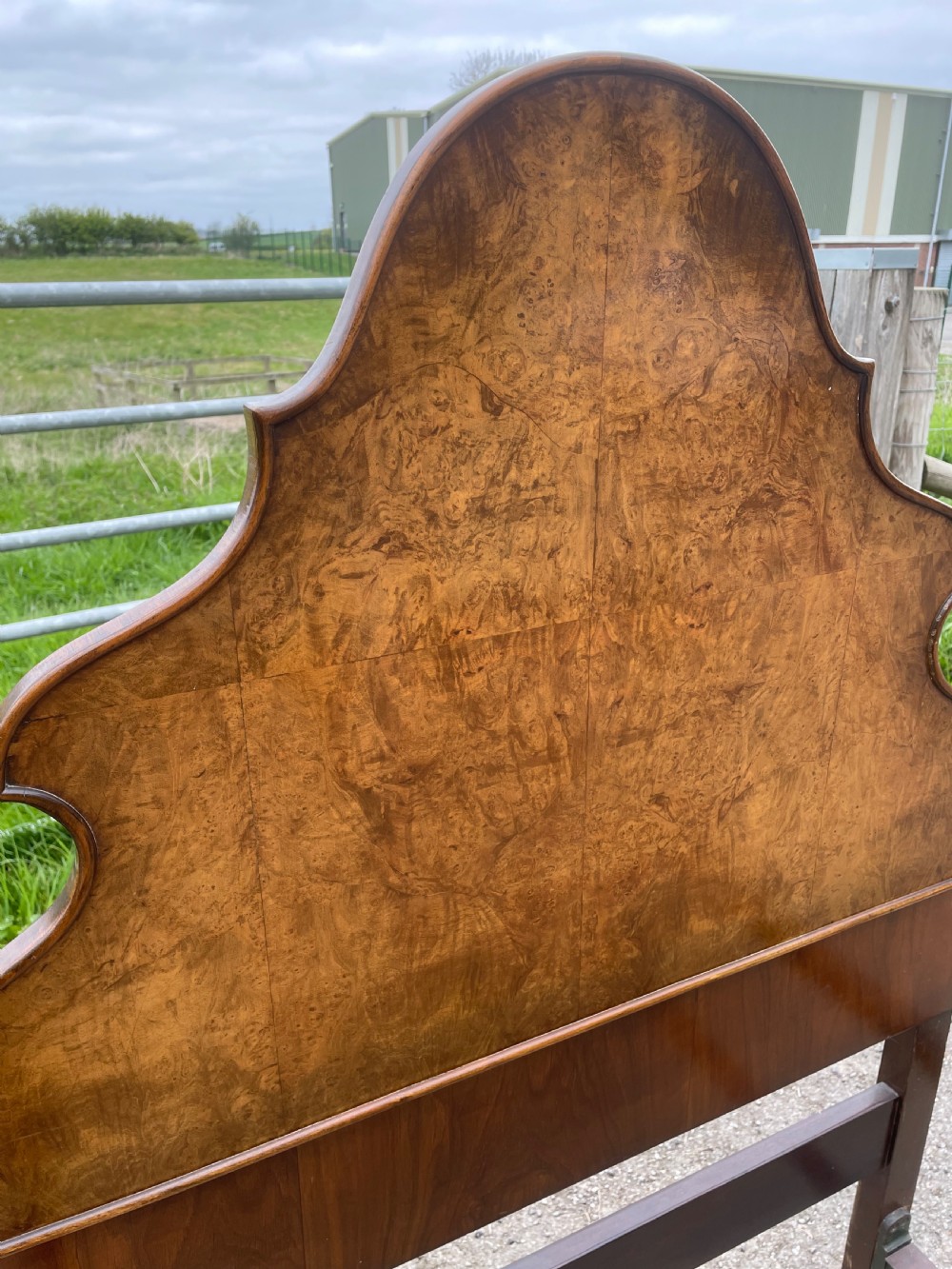Pair of burr walnut single beds circa 1920 View VII