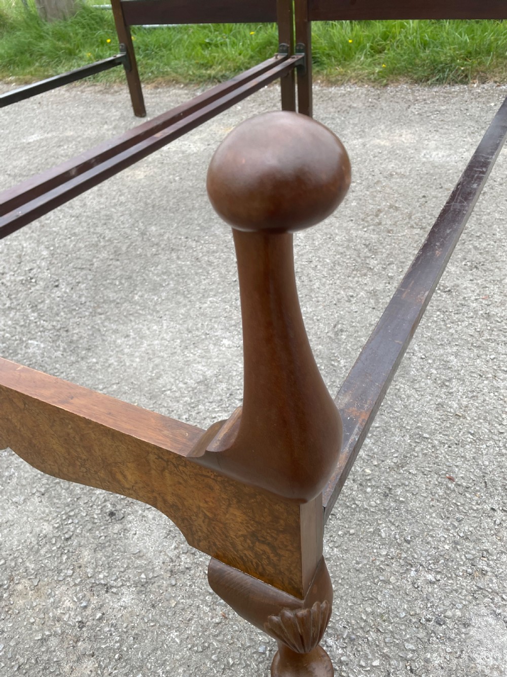 Pair of burr walnut single beds circa 1920 View X