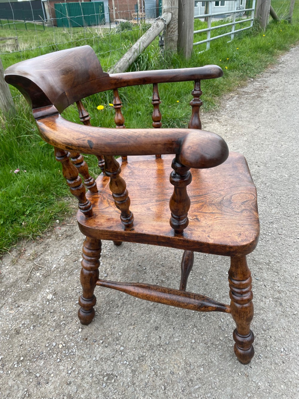 C19TH ash and elm smokers bow Windsor chair  View V