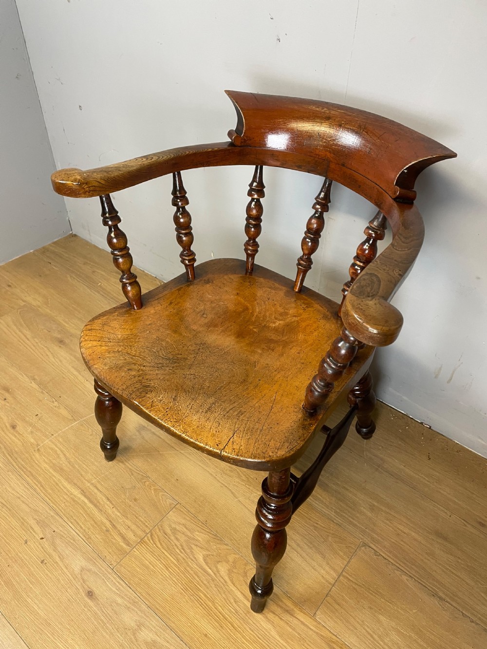 C19TH ash and elm smokers bow armchair  View III