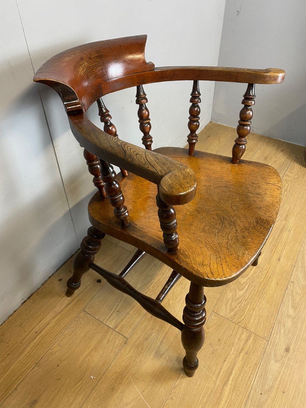 C19TH ash and elm smokers bow armchair  View IV