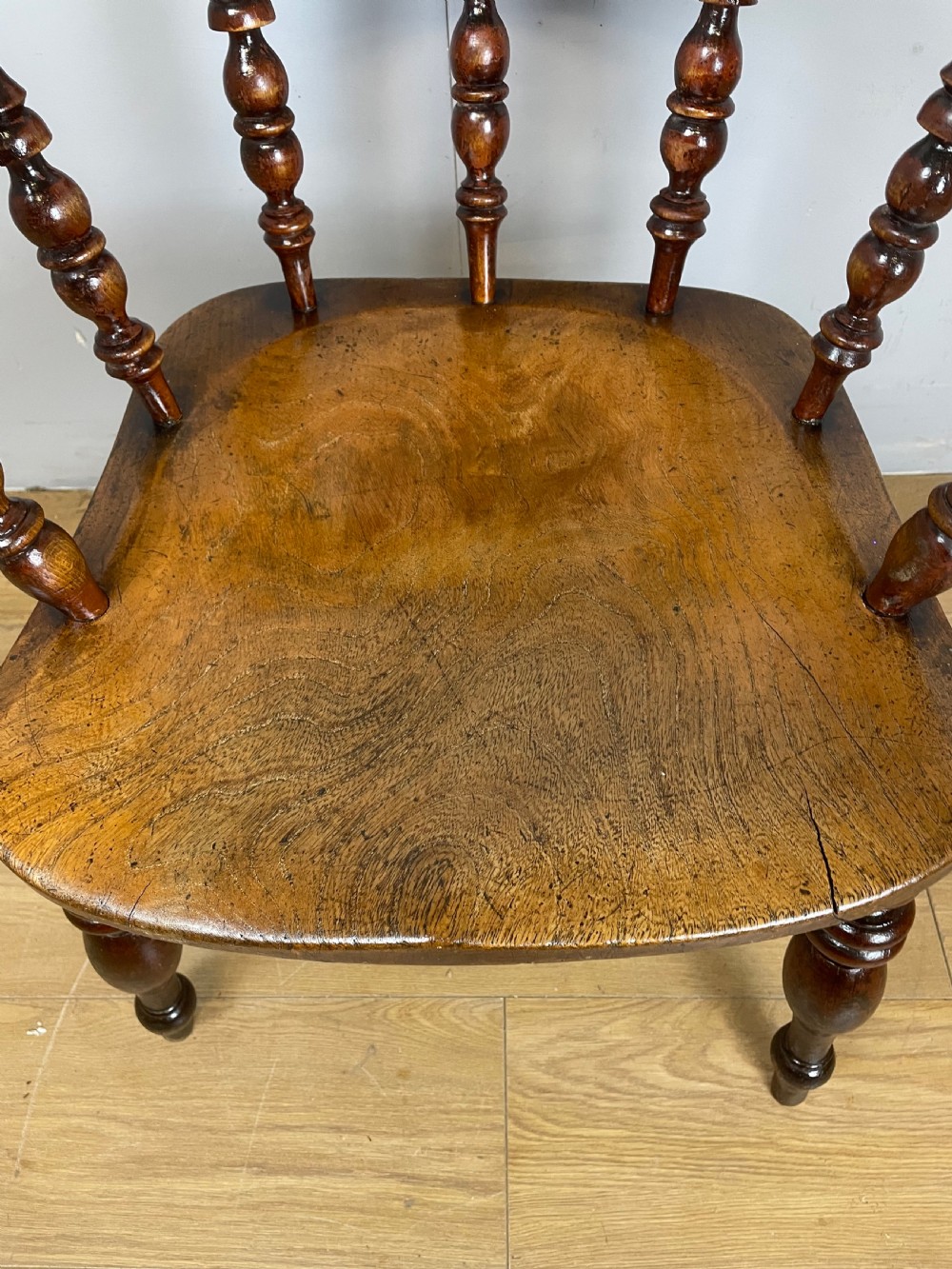 C19TH ash and elm smokers bow armchair  View X