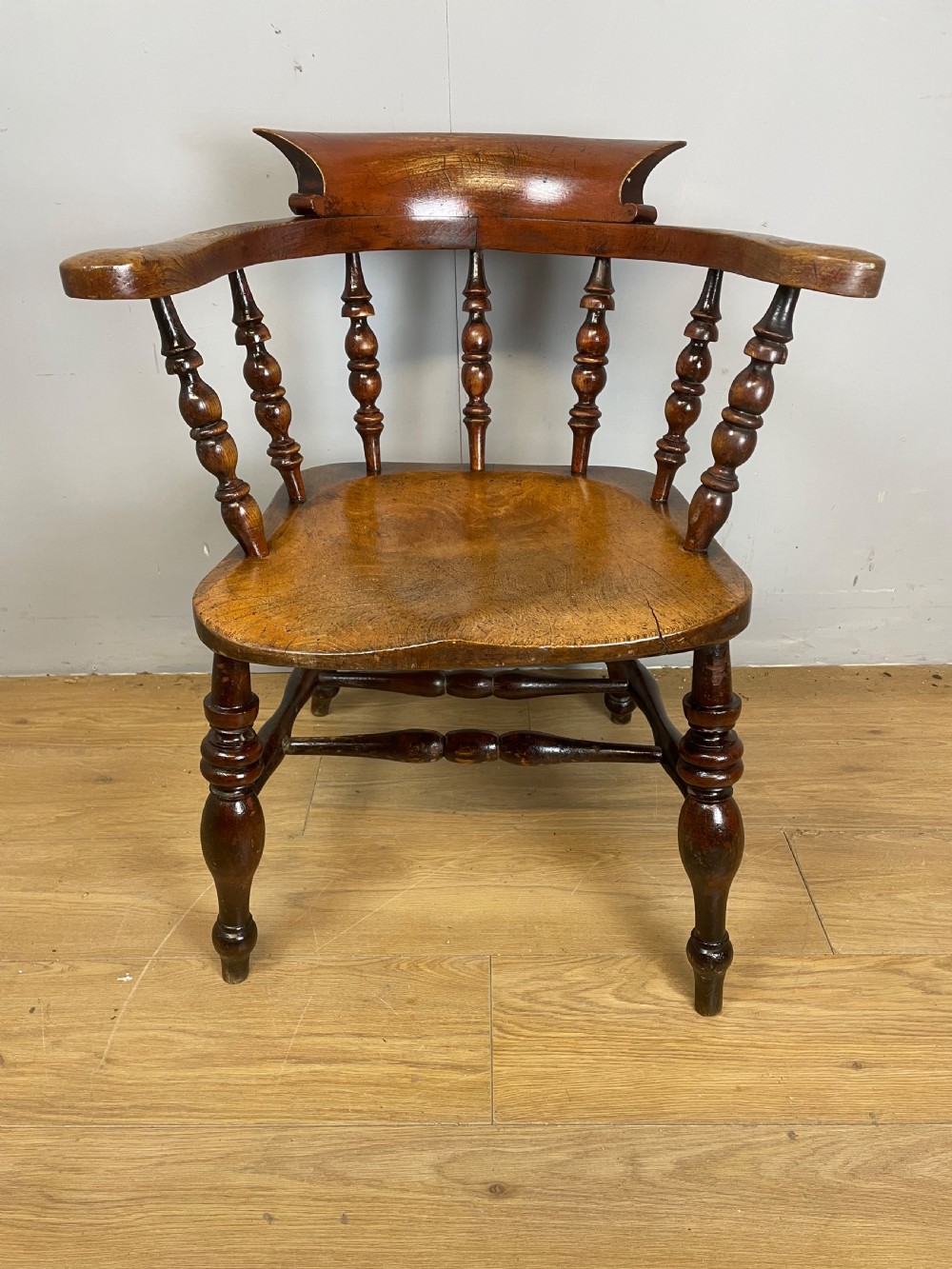 C19TH ash and elm smokers bow armchair  View XI
