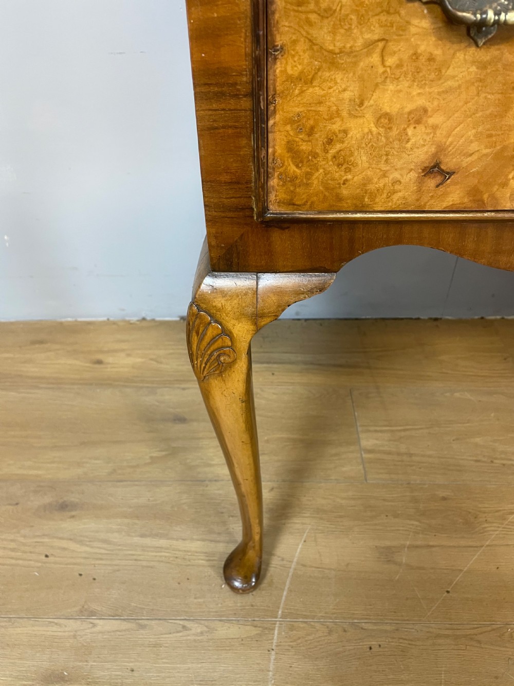 Burr walnut chest on stand circa 1920 View V