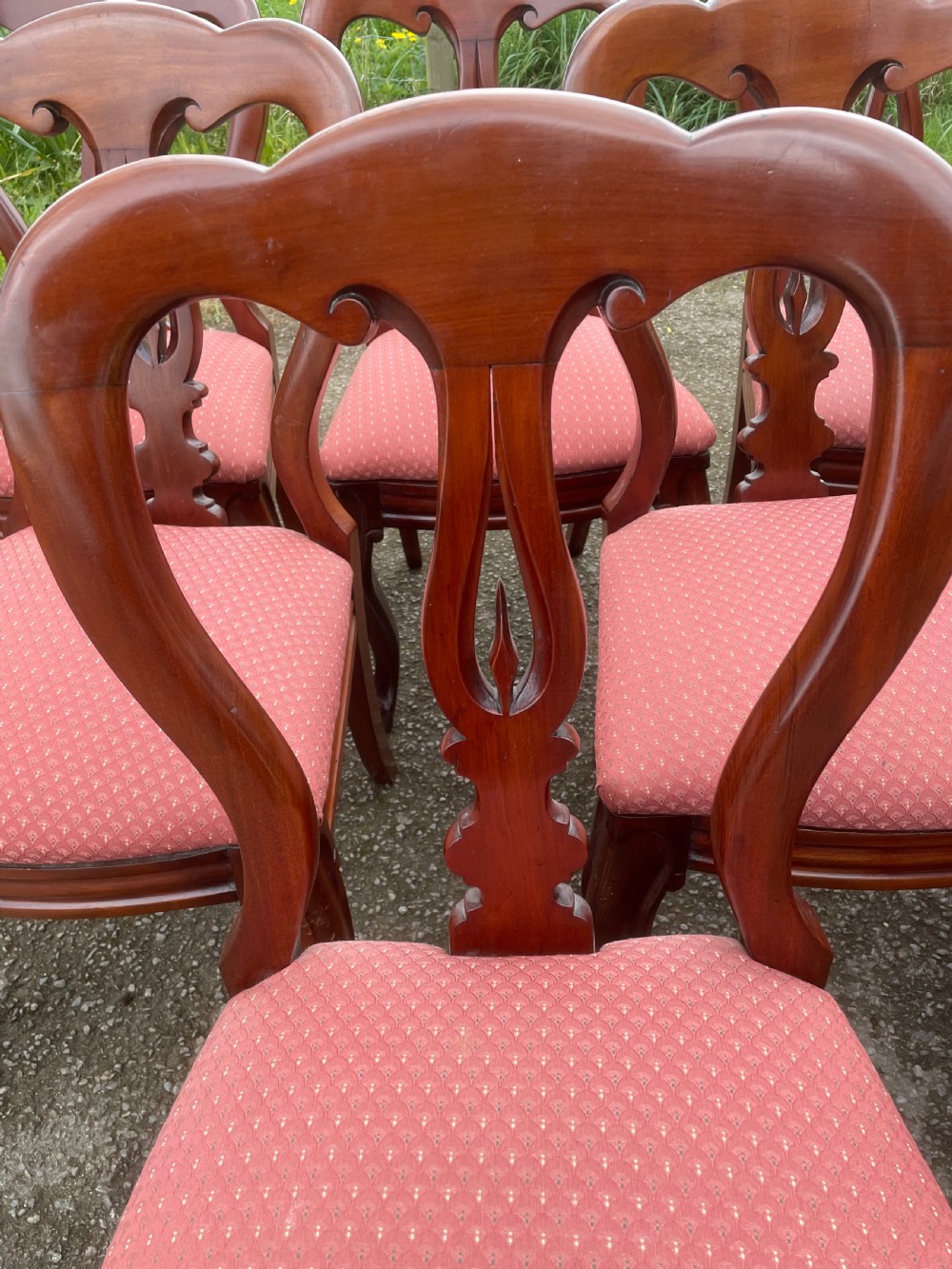 C19TH Set of 12 mahogany spear point balloon back dining chairs  View IV