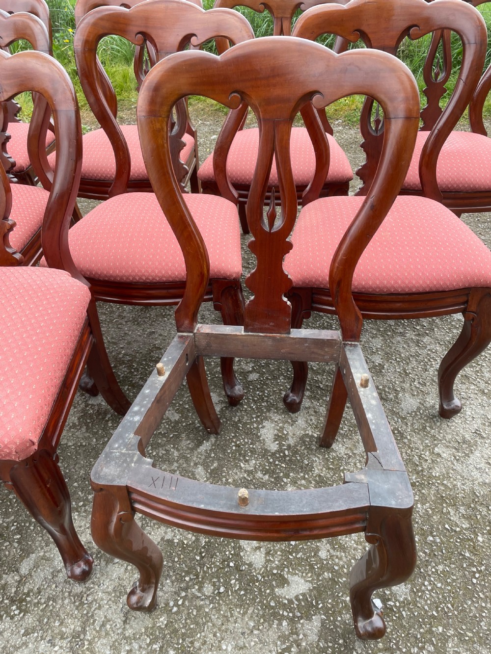 C19TH Set of 12 mahogany spear point balloon back dining chairs  View XIII