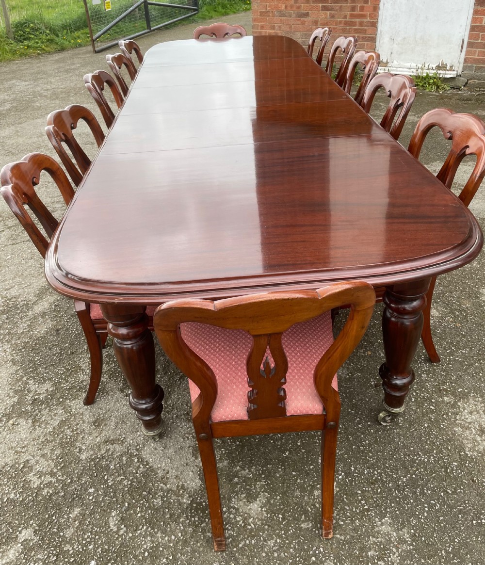 C19TH large solid mahogany 12 seater extending dining table View VII