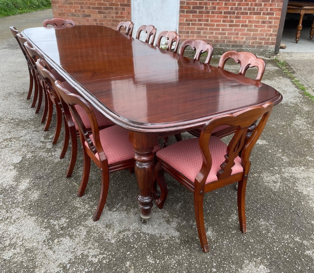 C19TH large solid mahogany 12 seater extending dining table View VIII