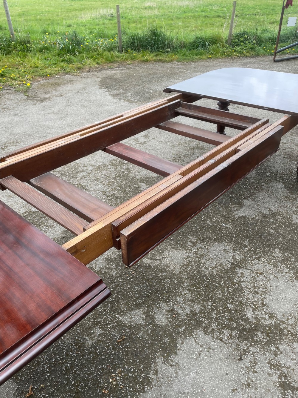 C19TH large solid mahogany 12 seater extending dining table View X