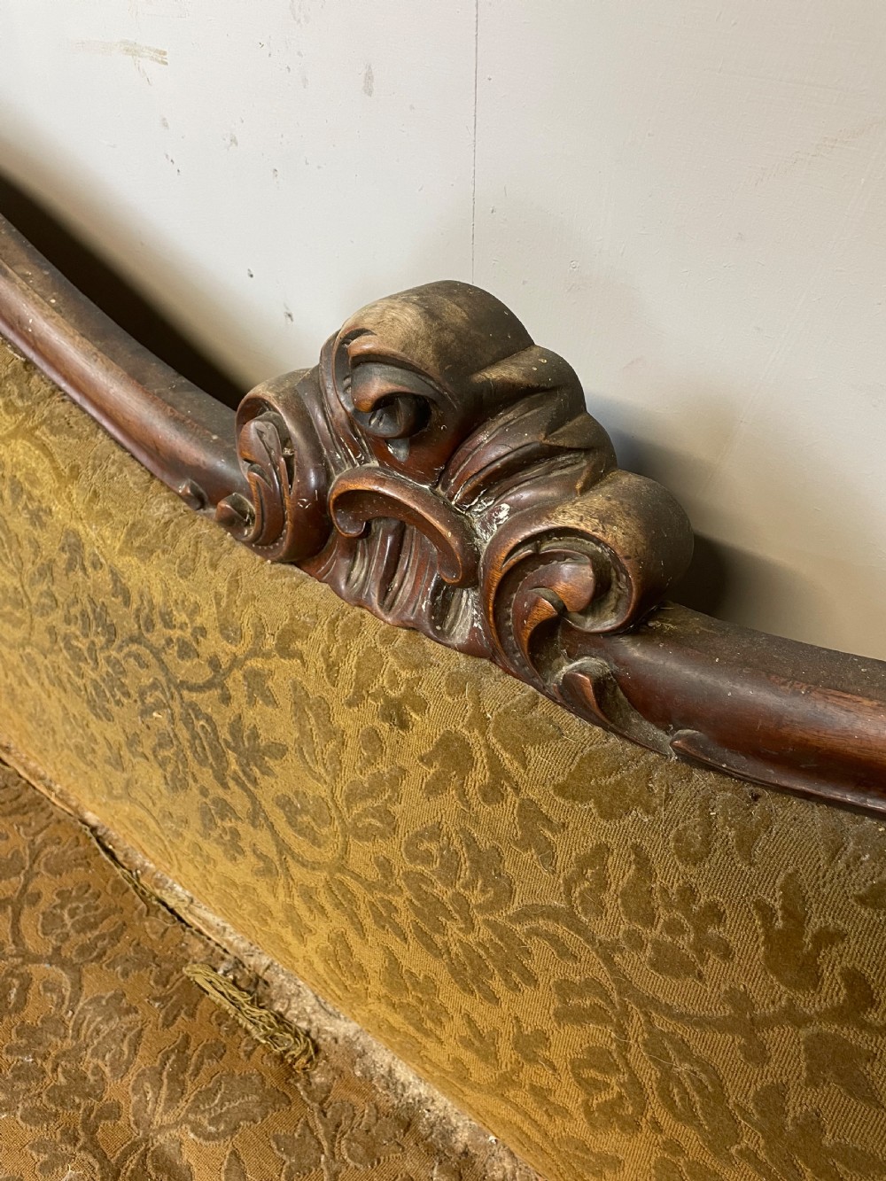C19TH mahogany scroll end sofa for reupholstery  View III