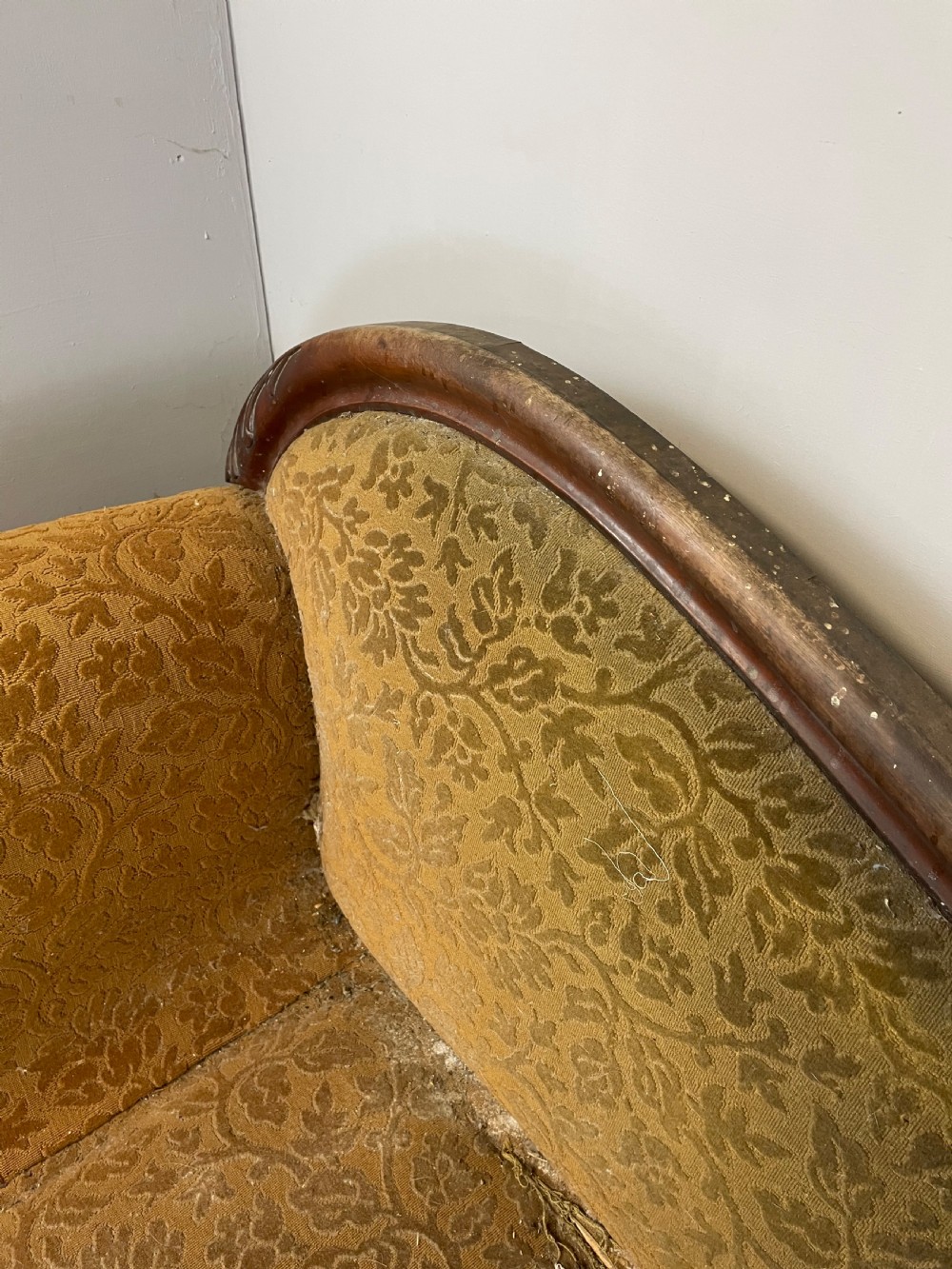 C19TH mahogany scroll end sofa for reupholstery  View VI