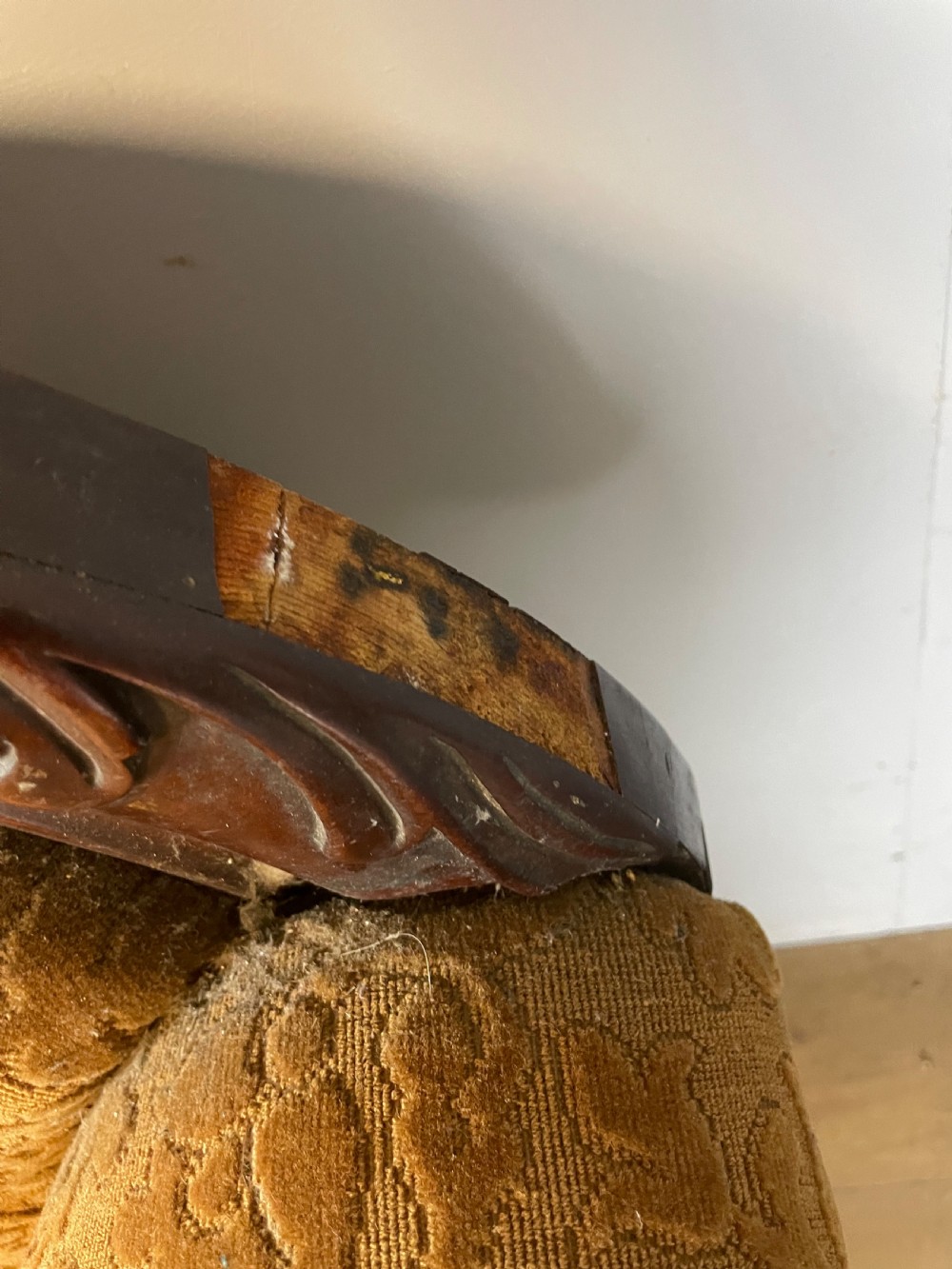 C19TH mahogany scroll end sofa for reupholstery  View VII
