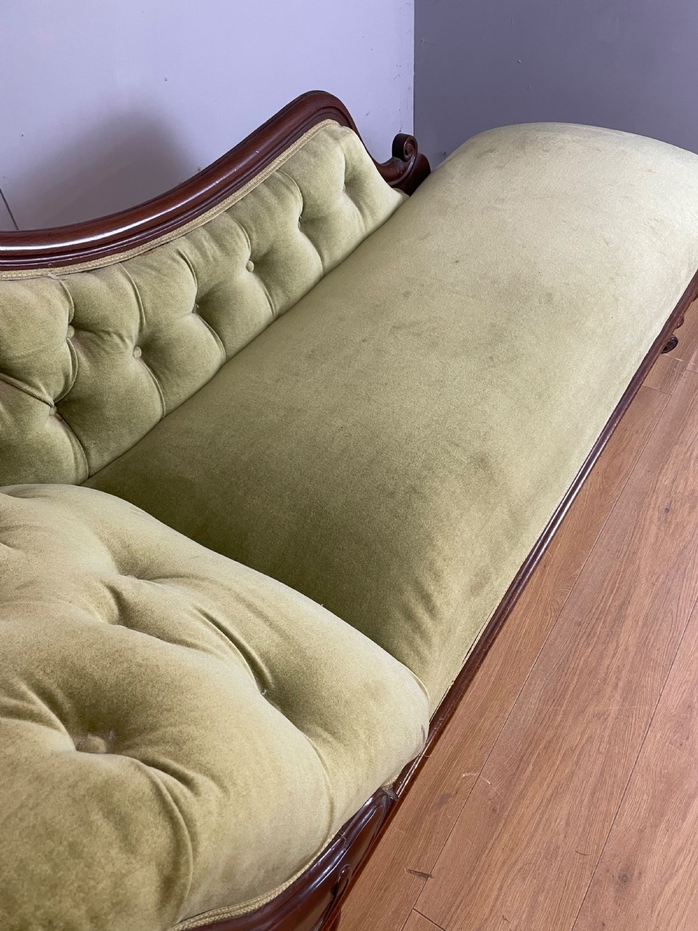 C19TH mahogany chaise longue  View III