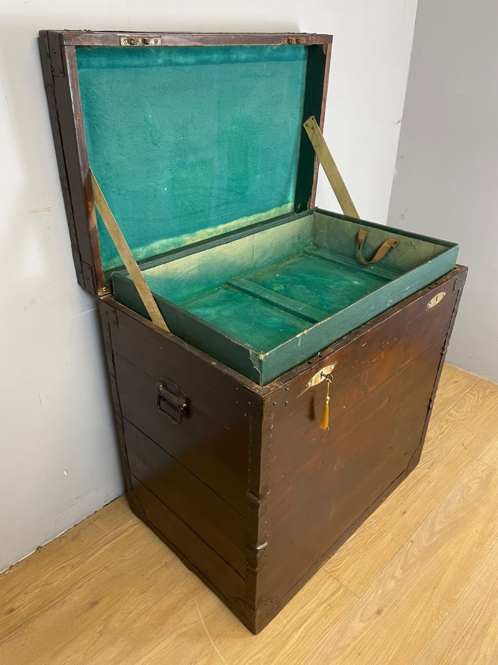 Large C19TH metal bound military trunk. London maker Curtis 60th rifles  View VI