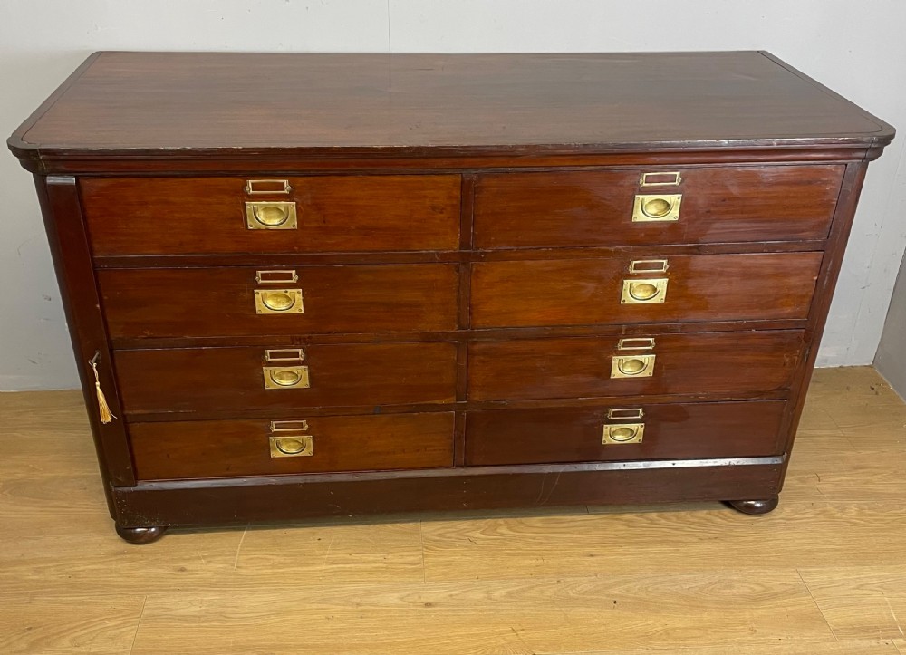  C19TH  mahogany eight drawer Wellington library chest with provenance
