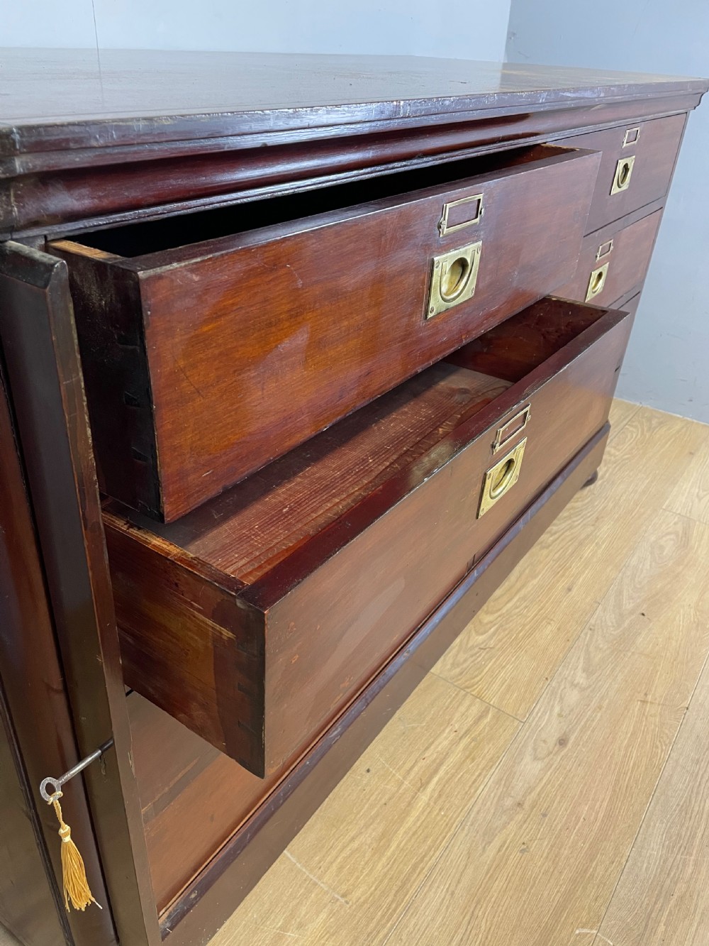  C19TH  mahogany eight drawer Wellington library chest with provenance View V
