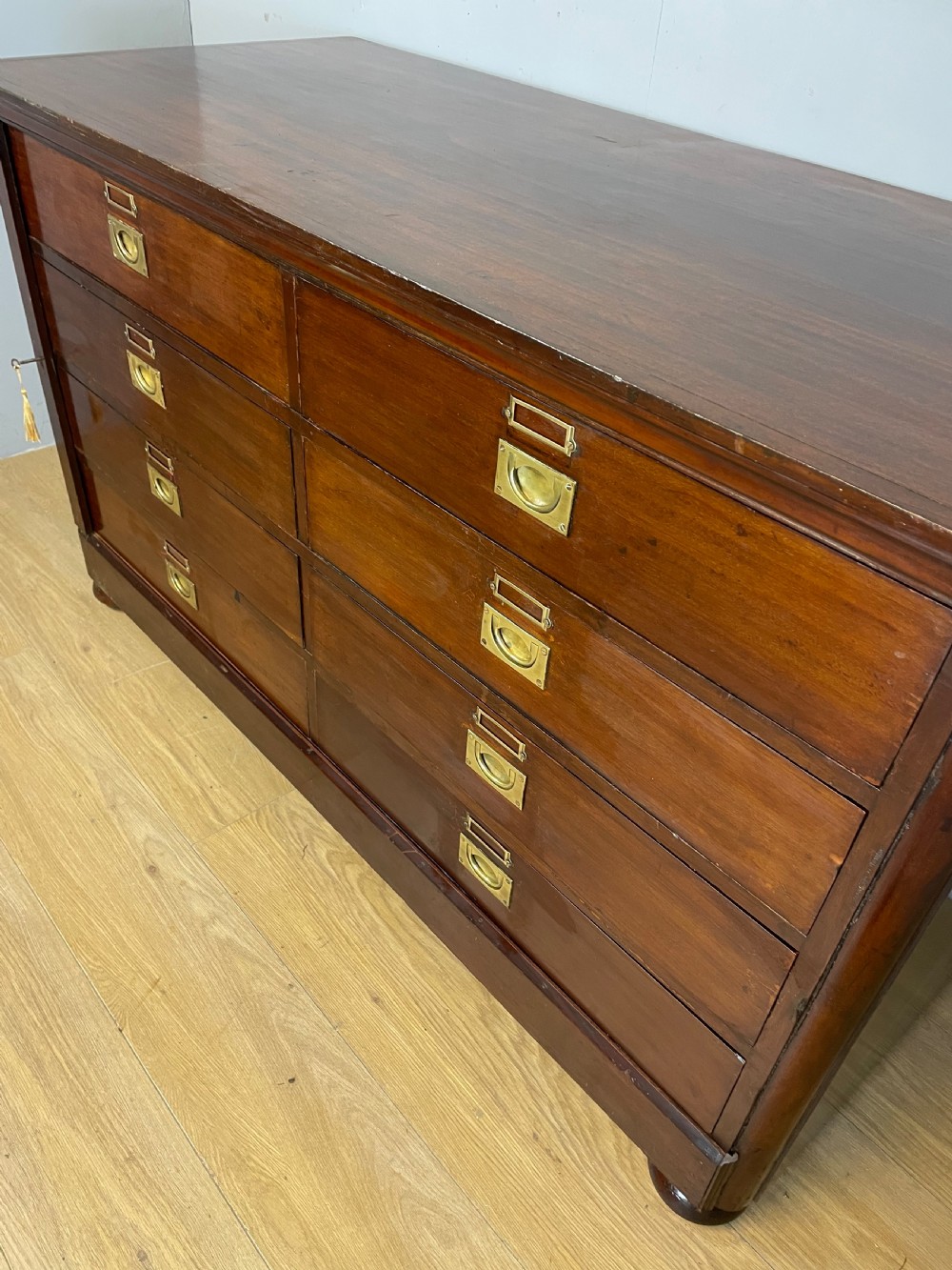  C19TH  mahogany eight drawer Wellington library chest with provenance View VIII