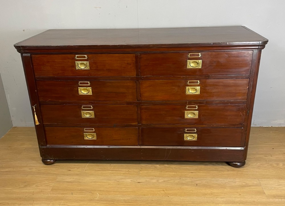  C19TH  mahogany eight drawer Wellington library chest with provenance View X
