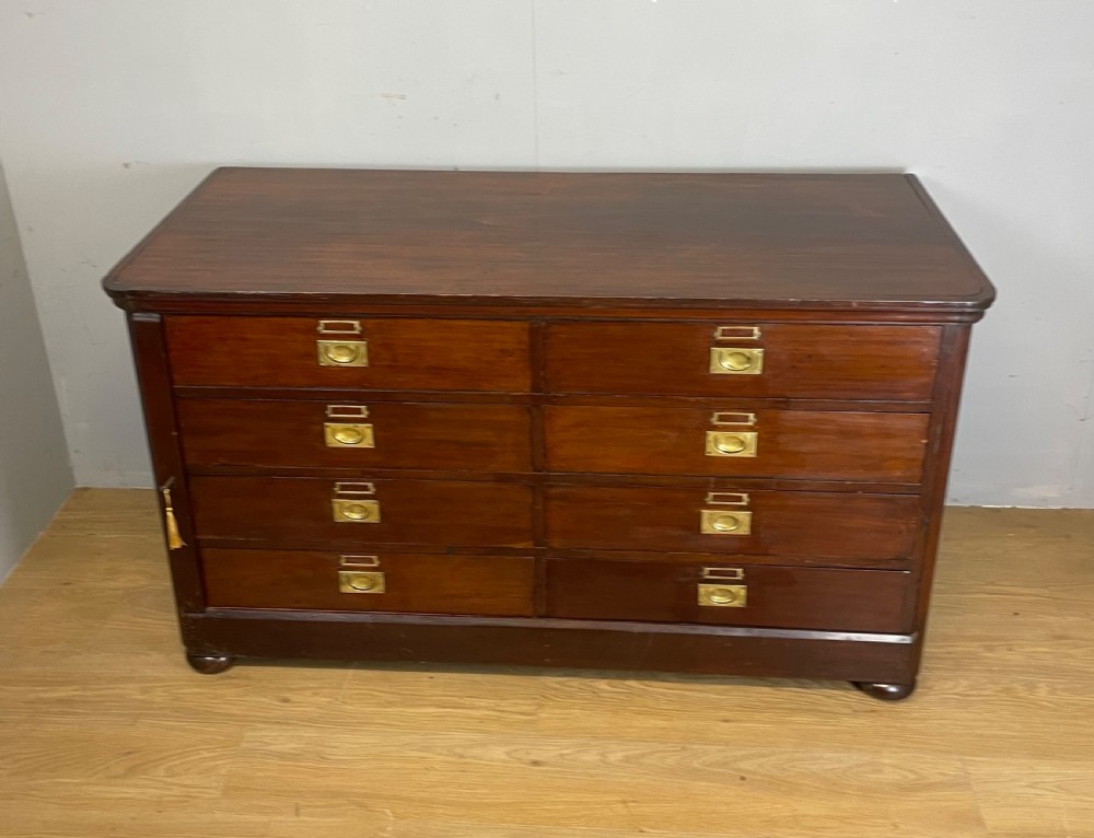  C19TH  mahogany eight drawer Wellington library chest with provenance View XII