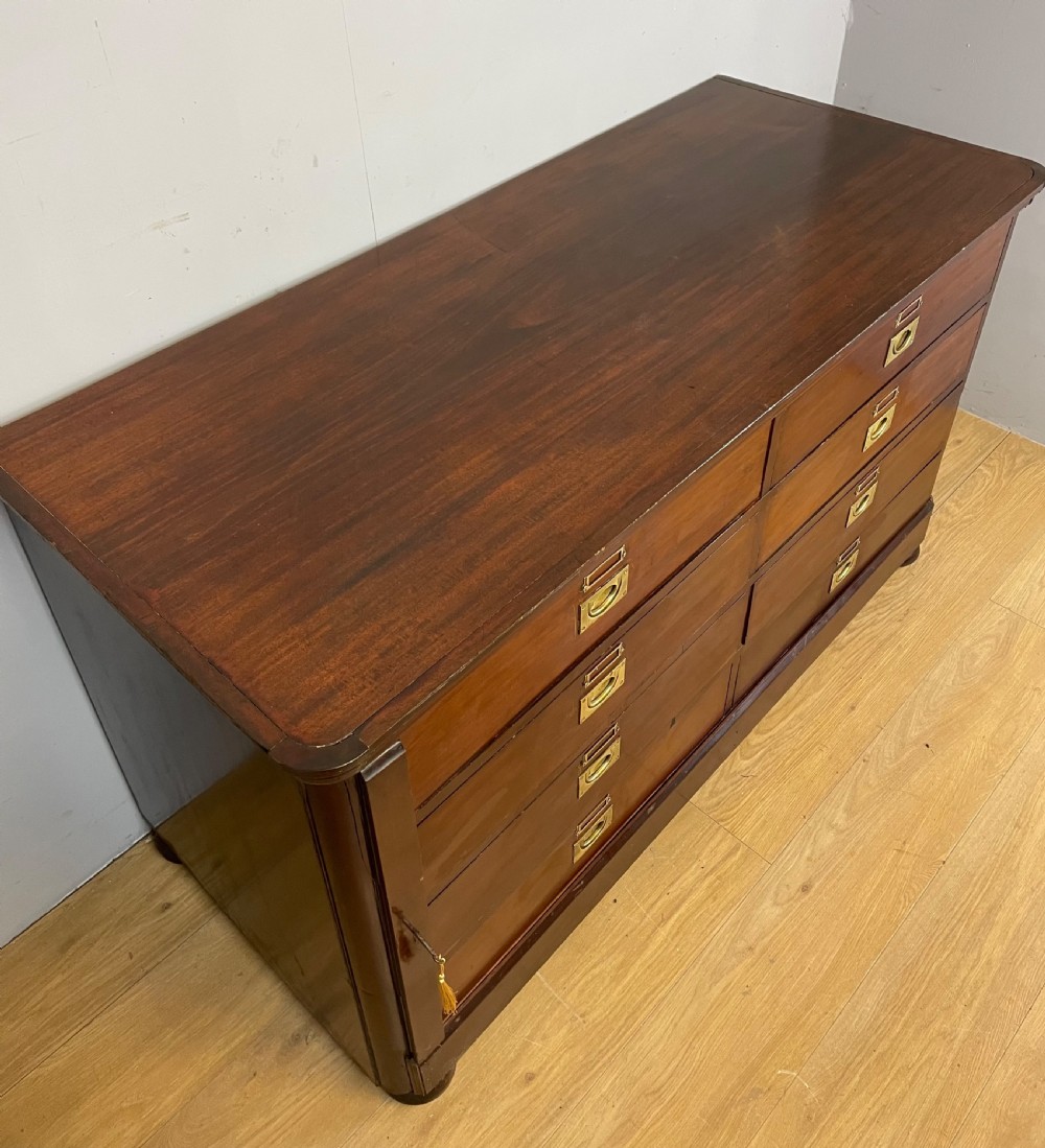  C19TH  mahogany eight drawer Wellington library chest with provenance View XIV