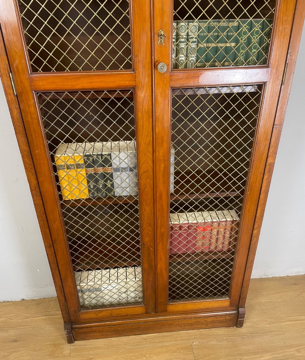 C19TH walnut two door country house bookcase with brass grilles View IV