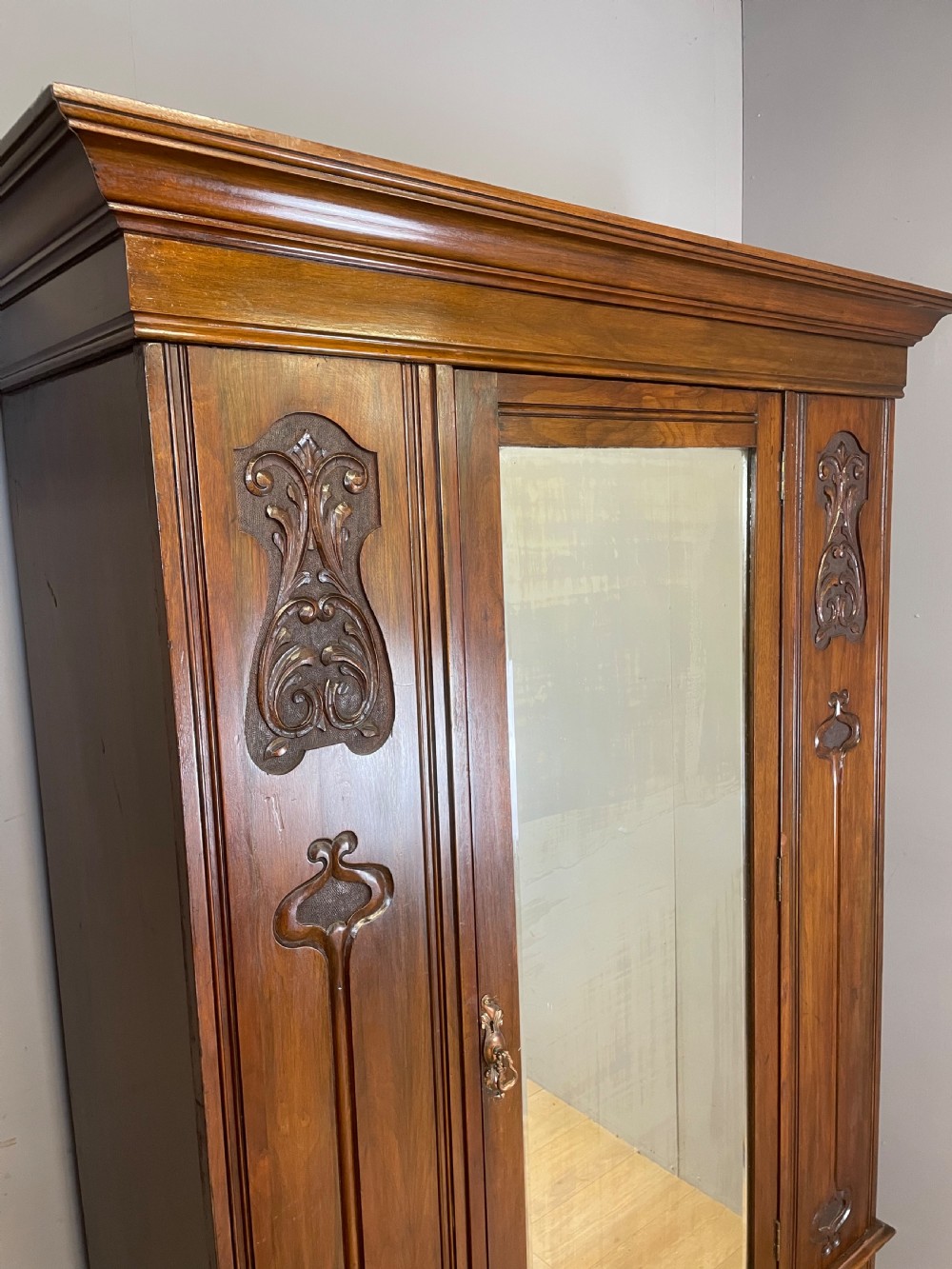 Arts and crafts walnut wardrobe Provenance Otterbeck Hall View VI
