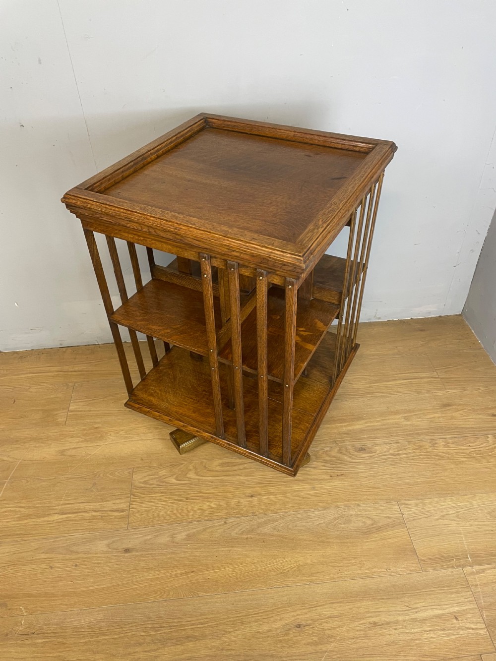 Arts and Crafts solid oak rotating bookcase  View III