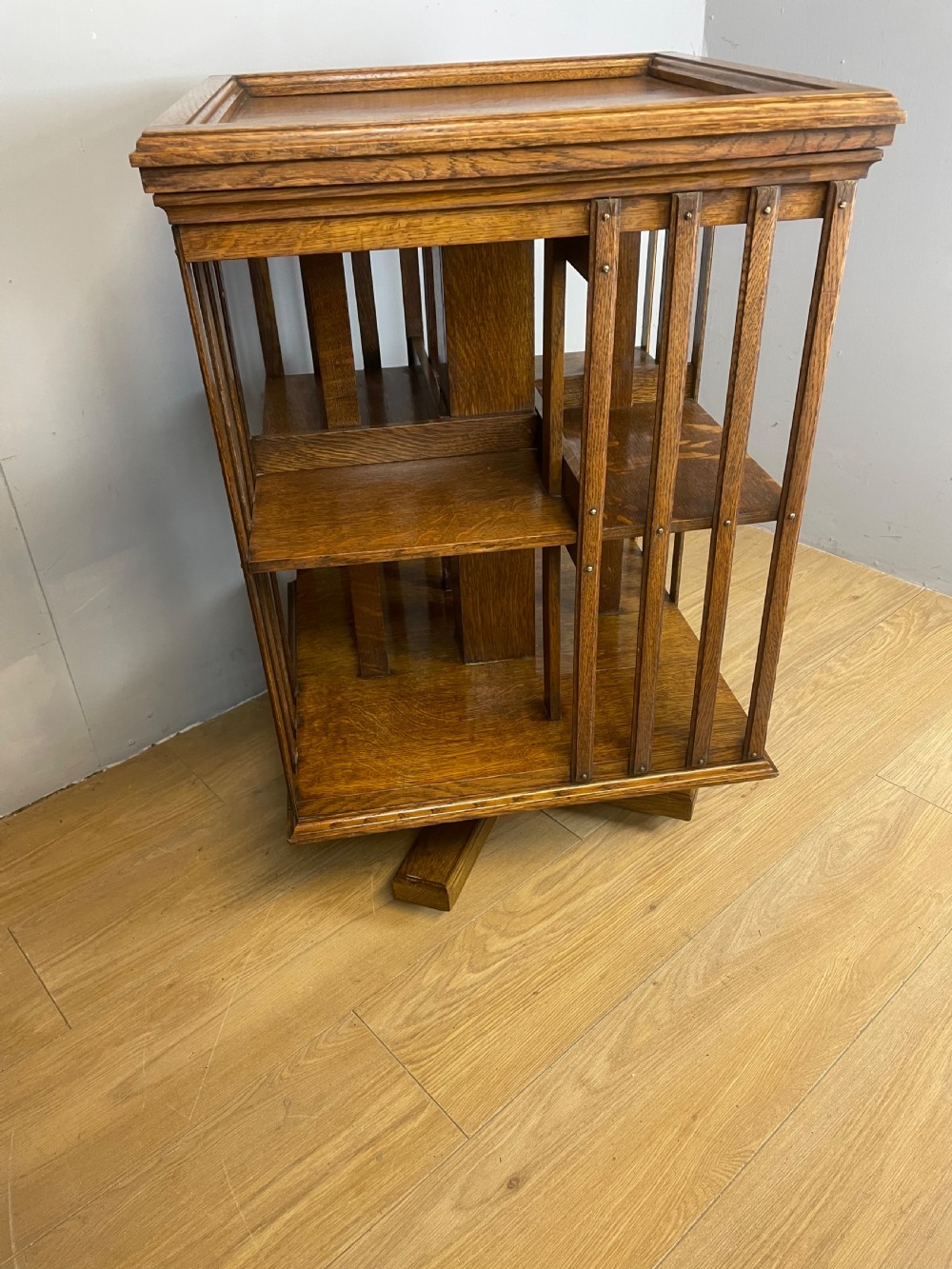 Arts and Crafts solid oak rotating bookcase  View IV