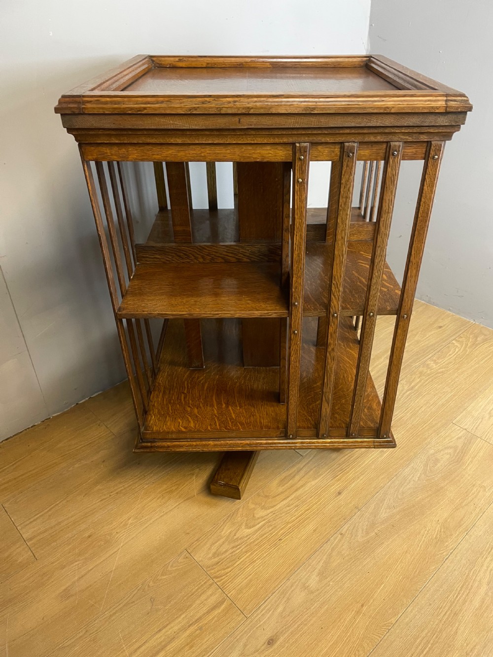 Arts and Crafts solid oak rotating bookcase  View VI