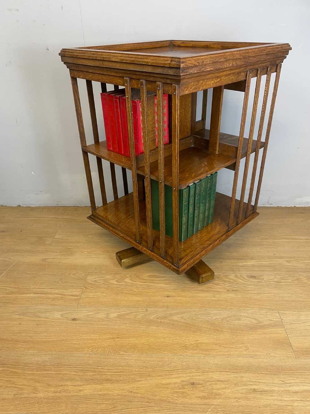 Arts and Crafts solid oak rotating bookcase  View IX